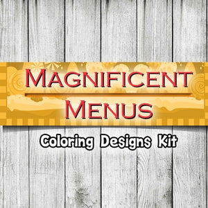 Magnificent Menus Planner - 35 Page Printable Digital Journal and Coloring Book Pages