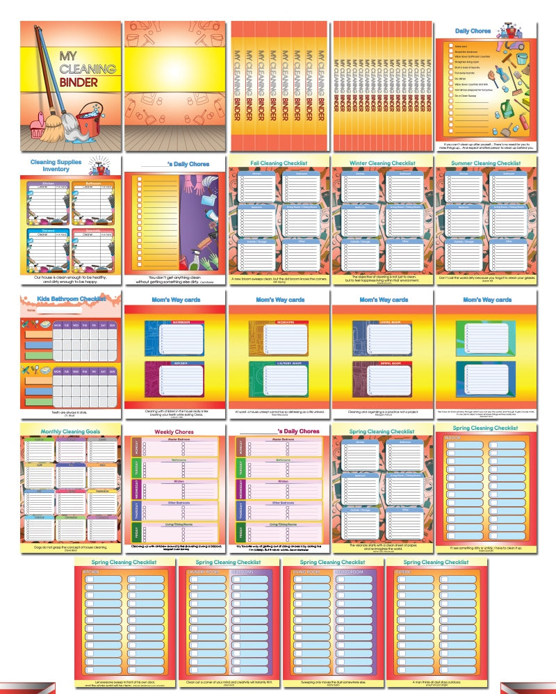 COLORFUL Printable Household Cleaning Coloring Journal Binder