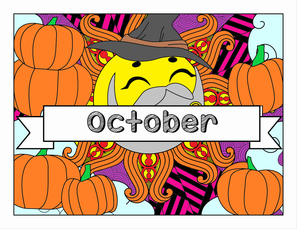 October, Fall & Halloween-themed Coloring Book and Planner, Mandalas - 33-Page Printable PDF for Adults and Children